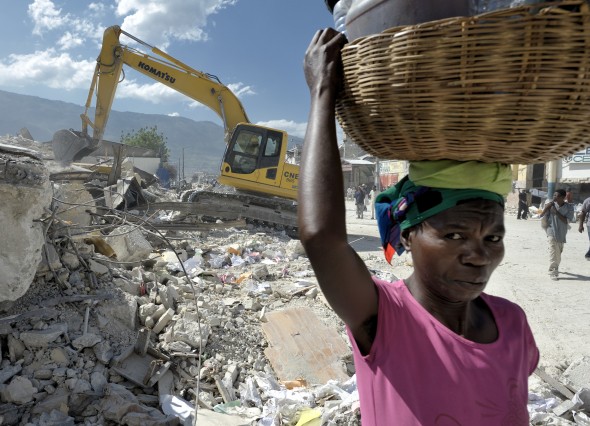 A woman walks in Port-au-Prince, Haiti, much of which was devastated in a January 12 earthquake.